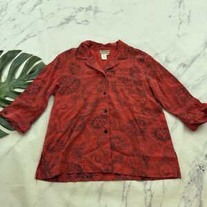 Coldwater Creek Womens Vintage Y2k Zodiac Celestial Print Top Size M Red Black